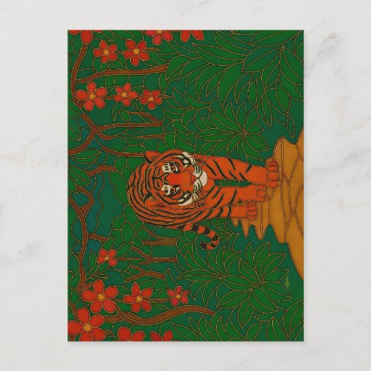 Cloisonne Art Tiger on the Jungle Path Postkarte (Vorderseite)