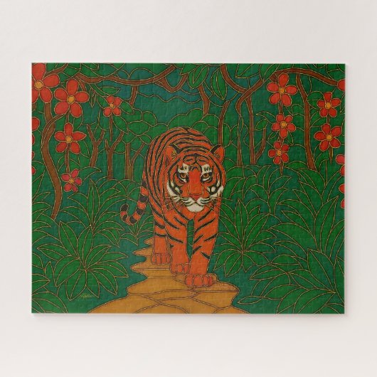 Cloisonne Art Tiger on the Jungle Path Puzzle (Horizontal)