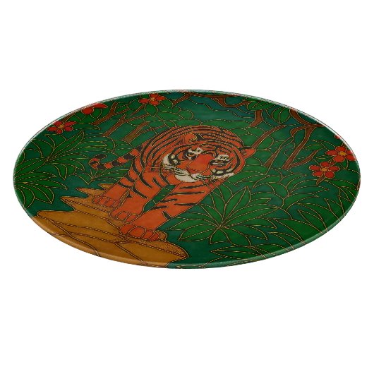 Cloisonne Art Tiger on the Jungle Path Schneidebrett (Ecke)