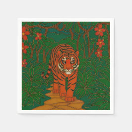 Cloisonne Art Tiger on the Jungle Path Serviette