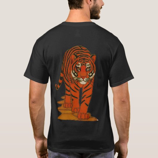Cloisonne Art Tiger on the Jungle Path T-Shirt (Rückseite)