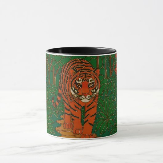 Cloisonne Art Tiger on the Jungle Path Tasse (Zentrum)