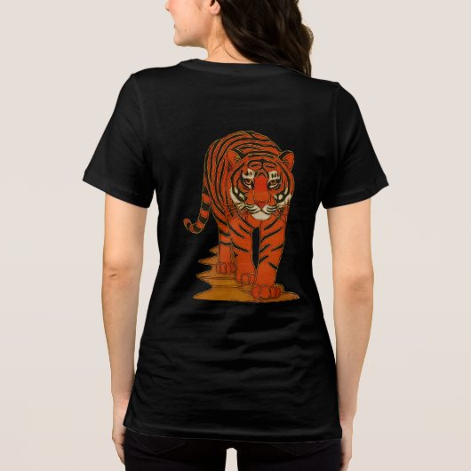 Cloisonne Art Tiger on the Jungle Path Tri-Blend Shirt (Rückseite)