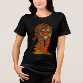 Cloisonne Art Tiger on the Jungle Path Tri-Blend Shirt