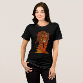 Cloisonne Art Tiger on the Jungle Path Tri-Blend Shirt (Vorderseite voll)