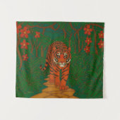 Cloisonne Art Tiger on the Jungle Path Wandteppich (Vorderseite (Horizontal))