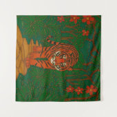 Cloisonne Art Tiger on the Jungle Path Wandteppich (Vorderseite (Horizontal))
