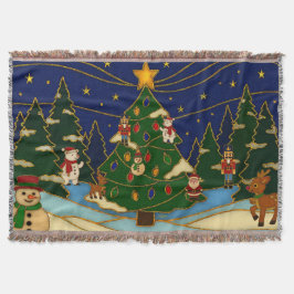 Cloisonne Art Whimsical Forest Classic Christmas  Decke