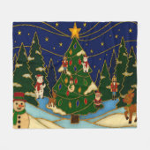 Cloisonne Art Whimsical Forest Classic Christmas  Fleecedecke (Vorderseite (Horizontal))