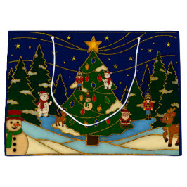 Cloisonne Art Whimsical Forest Classic Christmas  Große Geschenktüte