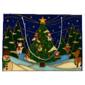 Cloisonne Art Whimsical Forest Classic Christmas  Große Geschenktüte (Rückseite)