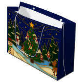 Cloisonne Art Whimsical Forest Classic Christmas  Große Geschenktüte (Vorderseite Schrägansicht)