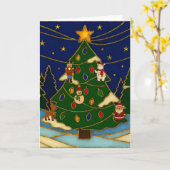 Cloisonne Art Whimsical Forest Classic Christmas Karte (Gelbe Blume)