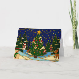 Cloisonne Art Whimsical Forest Classic Christmas  Karte