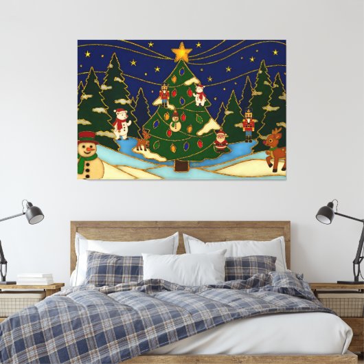 Cloisonne Art Whimsical Forest Classic Christmas  Leinwanddruck (Insitu (Schlafzimmer))