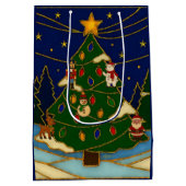 Cloisonne Art Whimsical Forest Classic Christmas Mittlere Geschenktüte (Rückseite)