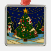 Cloisonne Art Whimsical Forest Classic Christmas Ornament Aus Metall (Vorne)