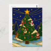 Cloisonne Art Whimsical Forest Classic Christmas Postkarte (Vorne/Hinten)