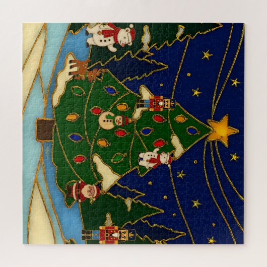 Cloisonne Art Whimsical Forest Classic Christmas Puzzle (Horizontal)