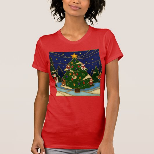Cloisonne Art Whimsical Forest Classic Christmas T-Shirt (Vorderseite)