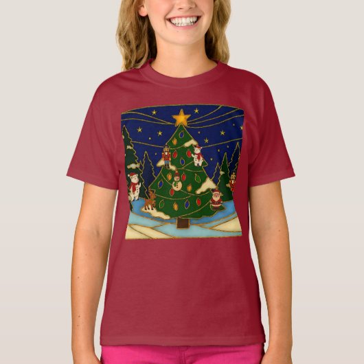 Cloisonne Art Whimsical Forest Classic Christmas T-Shirt (Vorderseite)