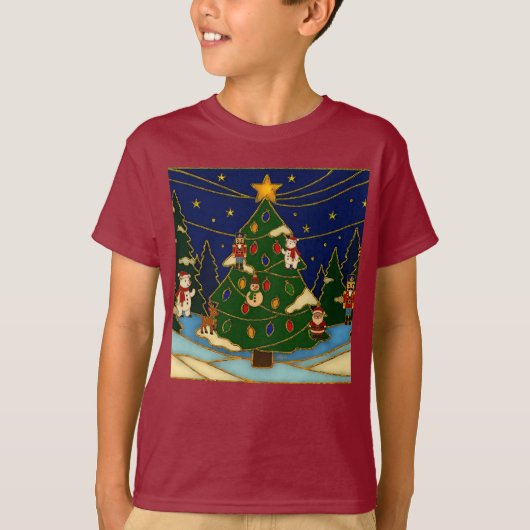 Cloisonne Art Whimsical Forest Classic Christmas T-Shirt (Vorderseite)