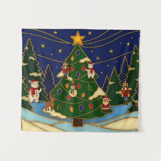 Cloisonne Art Whimsical Forest Classic Christmas Wandteppich (Vorderseite (Horizontal))