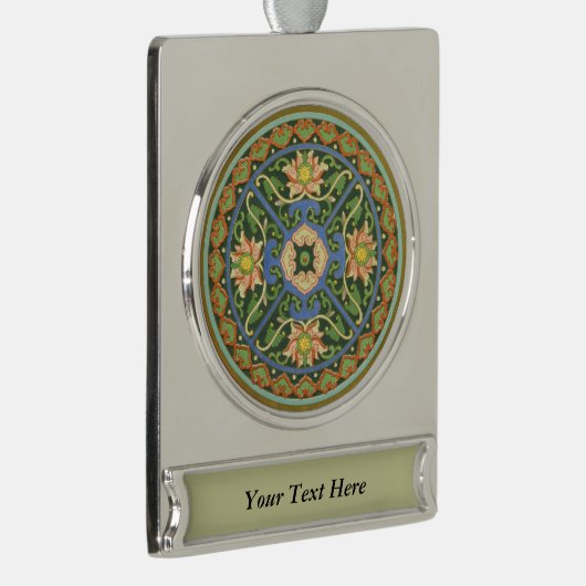 Cloisonne China Patter Asian Oriental Banner-Ornament Silber (Rechts)