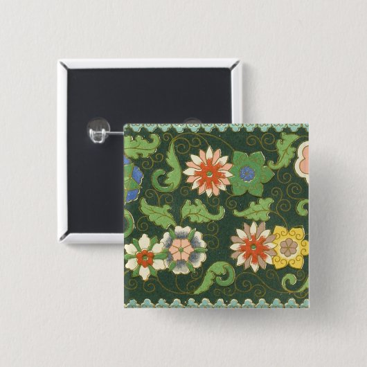 Cloisonne China Patter Asian Oriental Button (Vorne & Hinten)