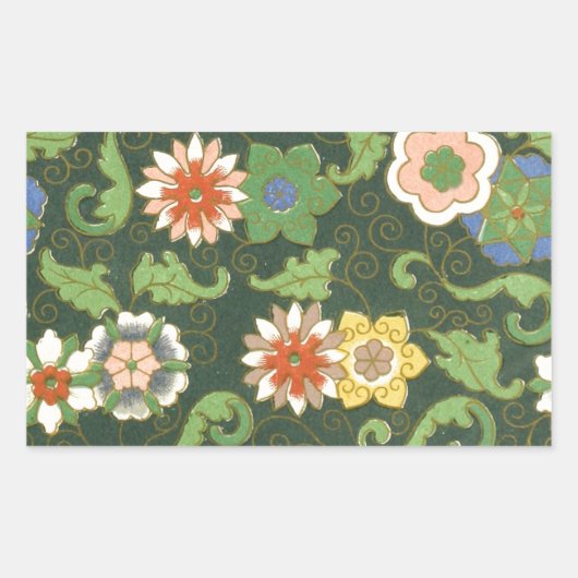 Cloisonne China Patter Asian Oriental Rechteckiger Aufkleber (Vorderseite)