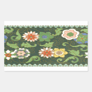 Cloisonne China Patter Asian Oriental Rechteckiger Aufkleber