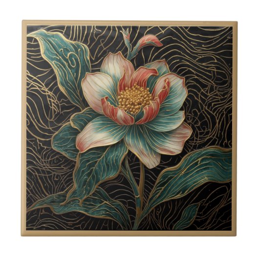 Cloisonne Einzelblütenblume Fliese (Vorderseite)