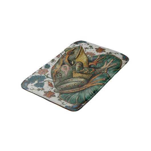Cloisonne Frog on Lily Pad Badematte (Schrägansicht)