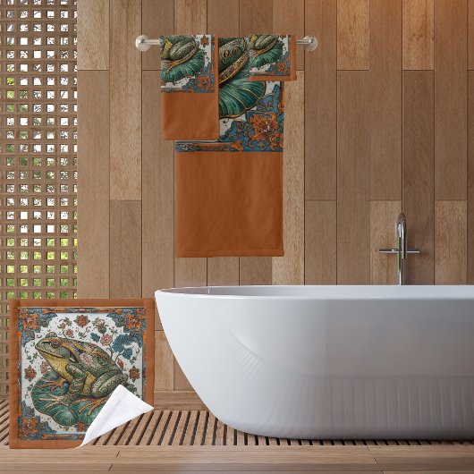 Cloisonne Frog on Lily Pad Badhandtuch Set