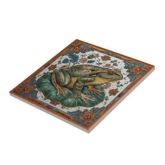 Cloisonne Frog on Lily Pad Fliese (Seite)