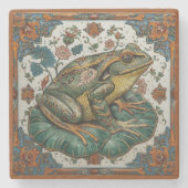 Cloisonne Frog on Lily Pad Steinuntersetzer (Vorderseite)