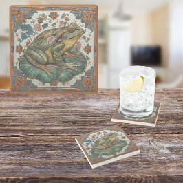Cloisonne Frog on Lily Pad Steinuntersetzer