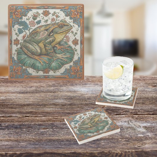 Cloisonne Frog on Lily Pad Steinuntersetzer