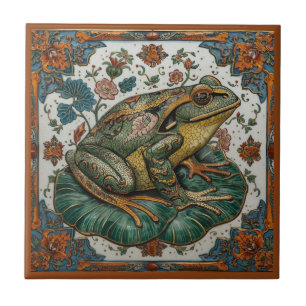 Cloisonne-Frosch auf Seerosenblatt Fliese