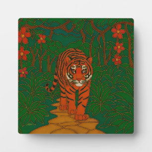 Cloisonne-Kunst Tiger auf dem Dschungelpfad Fotoplatte