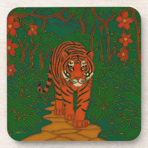 Cloisonne Kunst Tiger auf dem Dschungelpfad Getränkeuntersetzer