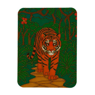 Cloisonne-Kunst-Tiger auf dem Dschungelpfad Magnet