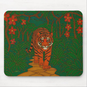 Cloisonne Kunst Tiger auf dem Dschungelpfad Mousepad