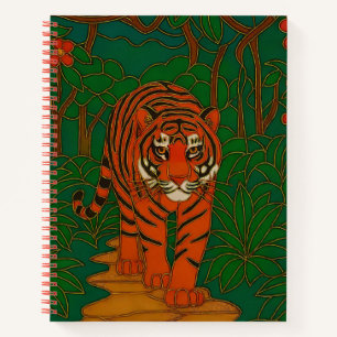 Cloisonne Kunst Tiger auf dem Dschungelpfad Notizblock