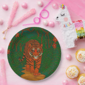 Cloisonne-Kunst Tiger auf dem Dschungelpfad Pappteller (Party)