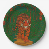 Cloisonne-Kunst Tiger auf dem Dschungelpfad Pappteller (Vorderseite)