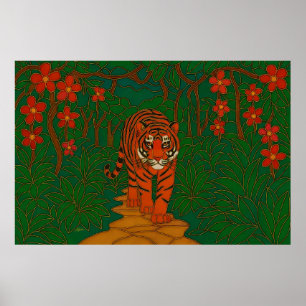 Cloisonne Kunst Tiger auf dem Dschungelpfad Poster