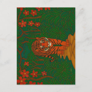 Cloisonne Kunst Tiger auf dem Dschungelpfad Postkarte
