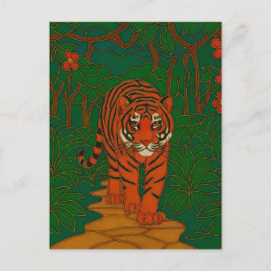 Cloisonne Kunst Tiger auf dem Dschungelpfad Postkarte