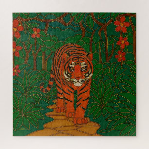 Cloisonne Kunst Tiger auf dem Dschungelpfad Puzzle